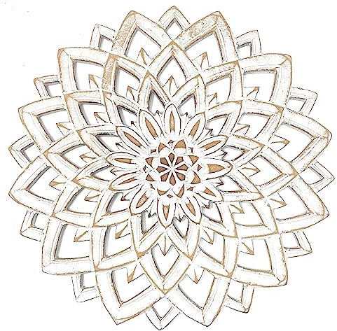 Trintura Wandbild Lotusblüte Mandala Blume (40cm weiß)