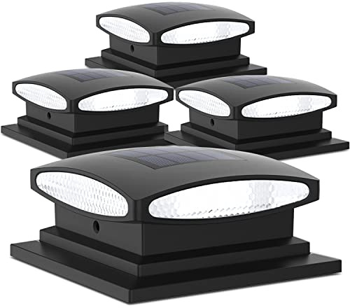 Siedinlar Solar Pfostenkappen Licht, 2 Lichtmodi Solar Pfostenleuchten 7x7 8x8 9x9 10x10 12x12 15x15 Holzpfosten for Zaun Hof Garten Dekorative Außenbeleuchtung - 4 Stück