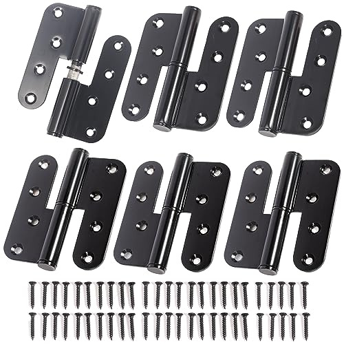 6-Pack Black Heavy Duty Lift Off Hinge, 4 X 3.5 Inch H-Shaped Door Hinges, Detachable Door Hinge 201 Stainless Steel, Thickness 2.8mm Left & Right Hinges