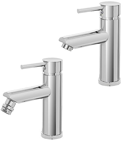 Inbagno Set miscelatori lavabo e Bidet monocomando, Cromato Lucido in Acciaio Inox, Inclusa piletta Click clack cromata, York