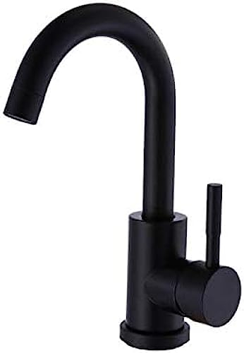 Schwarzer 304 Edelstahl Polierter Badezimmer-Waschtischmischer, Doppelwaschbecken, Drehbarer Waschtisch-Wasserhahnmischer