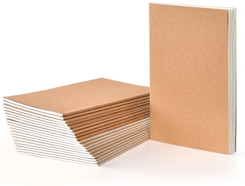 VEESUN 20 Pack Quaderni A5 Pagine Bianche: Taccuini per Scuola Ufficio e Viaggio Blocco Note Multifunzionale con Copertina Kraft,Regalo di Cartoleria per Back to School Studenti e Adulti