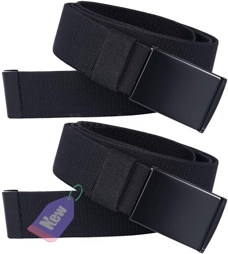 Cinturón elástico para hombres, cinturón de lona de nylon de 2 piezas, cinturóns de tejido transpirable casual con hebillas metálicas ajustables, adecuado para el trabajo y los deportes al aire libre