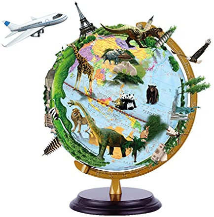Globus der Welt Interaktiver Globus zum Lernen von Kindern, 32 cm/12,5 Zoll, pädagogisch rotierende Weltkarte, Globen, Weltkugel-Licht mit Holzständer (AR), Lern-Weltkugel (Farbe: AR World Globe Lig