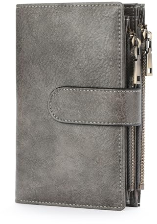 GOIACII Geldbörse Damen Große Kapazität RFID Portemonnaie Mittelgroß Geldbeutel Doppelter Reißverschluss Brieftasche für Frauen