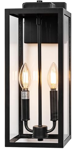 Roravilila Outdoor Sconce Light for House 16 Inch Large, Two Candle Light Outdoor Light Fixture Exterior Lighting Lantern for Front Porch IP65 Waterproof Outside Wall Mounted Lamp, E12