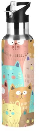 Ksajwzf Cartoon Dogs Insulated Water Bottle Stainless Steel Kids Sport Thermos Jug with Straw Lid Animal Puppy Dogs Water Flask Leakproof Thermos Bottle for Bike Running Walking Outdoor 20 Oz