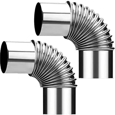 YXCNP 90°-Bogenrohr-Ofenrohr, 2 Stück Edelstahl-Kamin-Gewindebogen 1,96 Zoll/ 5 cm Ofenrohr-Bogen, hitzebeständiges Rauchrohr, Verlängerungs-Schornsteinrohre
