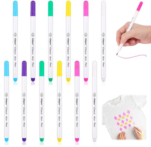 Marking Pens Water Soluble Pen for Fabric Trick Marker Self Erasing Pack of 12 Colours Fabric Marker Pens Water Erasable Fabric Marker Pens Water Soluble Disappearing Trick Markers Sewing Accessories