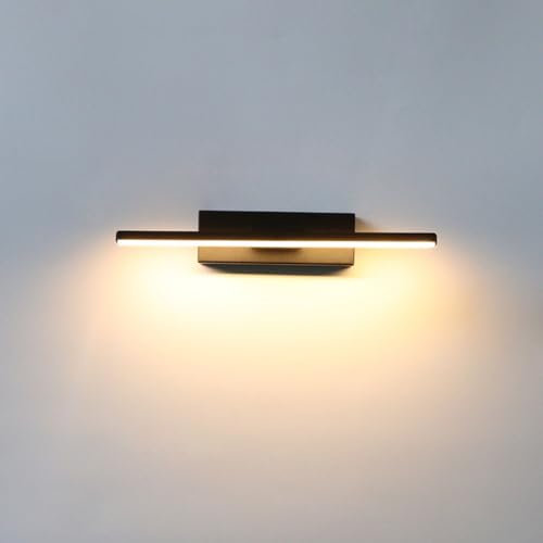 AoLa LED Badezimmer Spiegelleuchte 7W 330°Drehbar Wandleuchte Innen 3000K Warmweiß Nachttischlampe Metall Lange Wandlampe Schwarz Badezimmer Licht für Schlafzimmer Wohnzimmer Schminktisch Flur