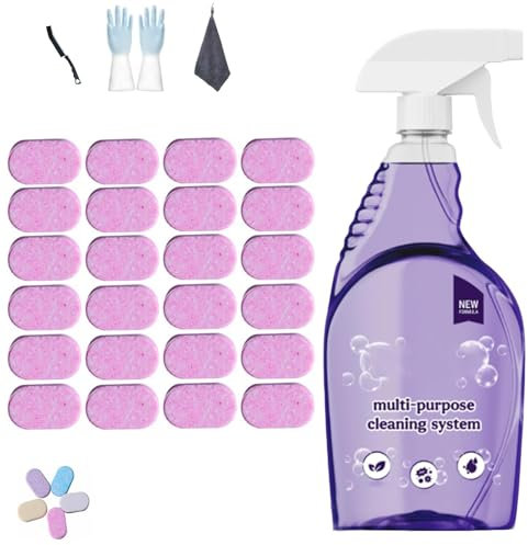 SYDXGD Cleanlix Cleaner,Cleanlix Cleaning Spray,All-Purpose Spray Cleaner with Cleaning Tablets,Cleanlix Multi-Purpose Cleaning System,Cleanlix Cleaner for Instant Stain Removal (Rose,24 Pcs)