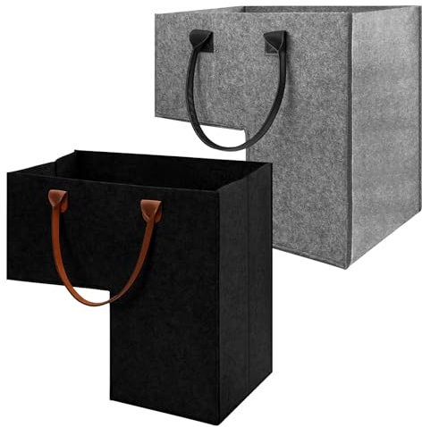 Sprießen 2 Stück Treppen Organizer Korb Aus Filz, Treppenkorb Stufenkorb Mit Kunstleder Griffen, Faltbarer Filz-Treppenkorb, Für Aufbewahrung, Organizer, Heimdekoration