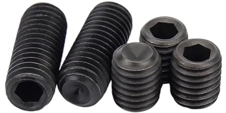 Aqxyhjk 2/50 Stück M3 M4 M5 M6 M7 M8 M10 M12 Feingewinde Schwarzer Stahl der Güteklasse 12,9 Sechskant Innensechskant Spitze Grub Kopfloser Schraubensatz Bolzen(25pcs M6x0.75x10)