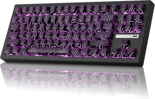 ZORNHER ZH870 Teclado para gaming inalámbrico, teclado mecánico 80% inalámbrico, negro con teclas Contour IMD PC, interruptores lineales cremosos, intercambio en caliente, iluminación RGB