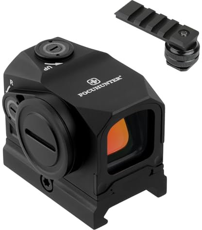 FOCUHUNTER Camera Circle and Dot View Finder 1x19, 10-Level Modes Settings for Telephoto, Shockproof Waterproof Motion Awake with Hot Shoe Mount, High Profile and Low Profile Mount