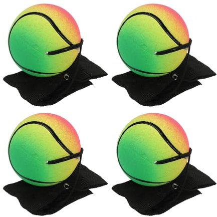 PATIKIL 2.5 Inch Sports Wrist Ball, 4Pcs Tennis Rubber Rebound Wristband Wrist Return Ball Sport on A String for Exercise, Mixed Colors