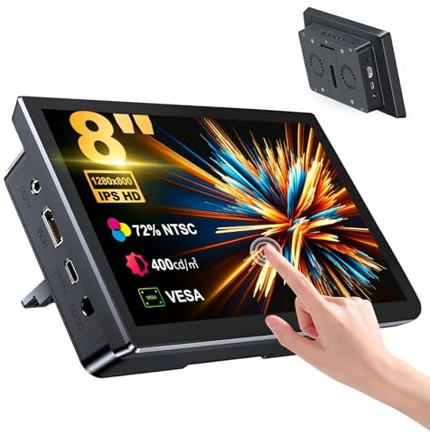 Golday Pantalla táctil de 8 pulgadas para Raspberry Pi, monitor táctil IPS de 5 puntos 1280 x 800 con interfaz HDMI, doble altavoz para Raspberry Pi 5/4B/3B+/3B/B+ portátil Win11/10/8/7 (pulgadas, 8)
