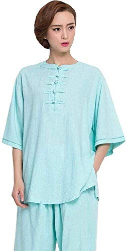 TaiChi Uniform,Tai Chi Clothing, Women Tai Chi Suit Cotton And Linen Kung Fu Uniforms Art Wing Chun Shaolin Kung Fu Tai Chi Uniform Clothing(Blue_Large)