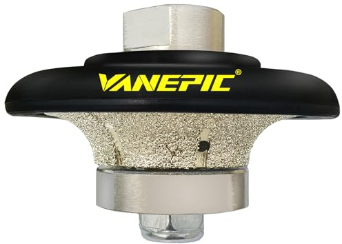 VANEPIC 1/2 inch B13 Diamond Demi bullnose Half Bullnose Profile Wheel Diamond Hand Profiler Router bit with 5/8-11 Thread for Grinder Polisher Granite Marble Concrete and Countertop Edge