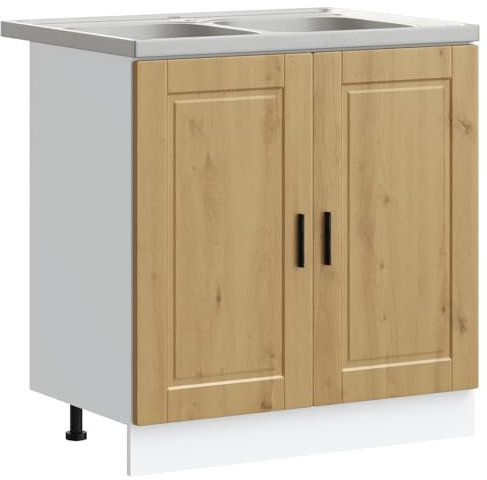 vidaXL Skåp med diskho Porto artisan ek 80x46x84,5 cm konstr. trä
