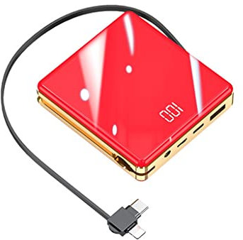 Power Bank Creative Mini Three-in-one con il proprio cavo 20000mAh Ricarica rapida Alimentatore mobile durevole (Colore: Rosso, Dimensioni: 8000mAh)