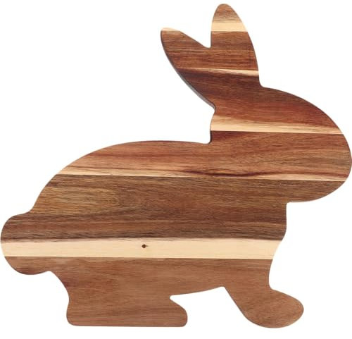 Teglia Per Pizza Rettangolare Tagliere in legno a forma di coniglio, tagliere in legno, per alimenti cotti, vassoio formaggi, pane al formaggio di Pasqua (Yellow, 32X34X1. 5cm)