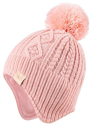 Baby Beanie Hat, vintervarm stickad mössa och halsduk med pom pom för flickor, vintermössa för småbarn (0-36 månader)