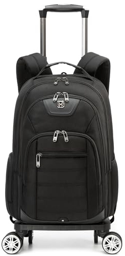 HTgroce Rucksack mit Rollen für Herren- Business Laptop Trolley & Reiserucksack als Handgepäck, Laptoptasche für Arbeit, College und Reisen