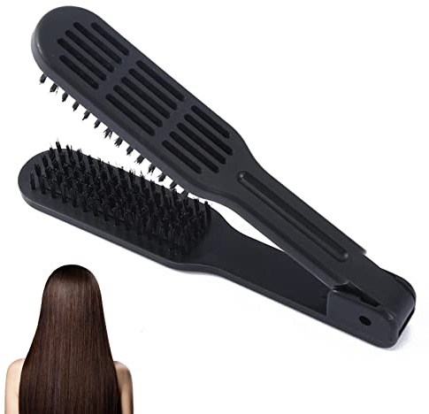 Spazzola lisciante per capelli, con setole a doppia faccia, spazzola per lisciare, raddrizzare e acconciare, strumento per parrucchiere, uso domestico e viaggio (colore: nero)