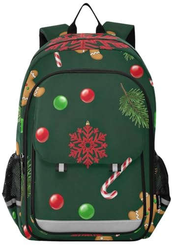 RPLIFE Sac à dos pour enfants en pain d'épice vert pour l'école, sac d'école à rabat avant, sac à dos pour filles de 43,2 cm, avec sangle de poitrine, 6 à 12 ans