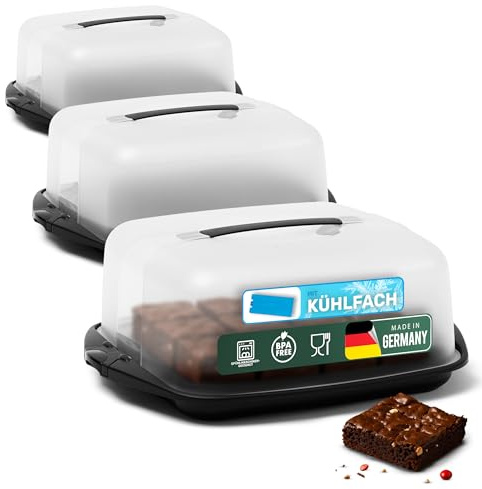 Novaliv 3er-Set Kuchen-Transportbox (Rechteckig 38 x 33 x 15 cm), Aufbewahrungsbox mit Deckel für Kuchen & Torten, Tortentransportbox Tortenglocke Tortenbehälter, Zubehör Box Dessert Aufbewahrung
