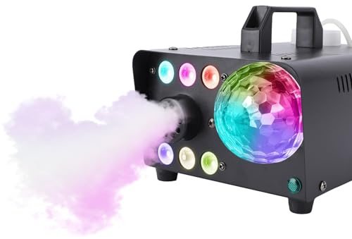 SUNGOOYUE Machine à Brouillard de Scène, Machine à Fumée 600W, Boule Disco avec Télécommande sans Fil pour Fête, Mariage, DJ Club, Effet de Scène (Prise UE 220-240V)