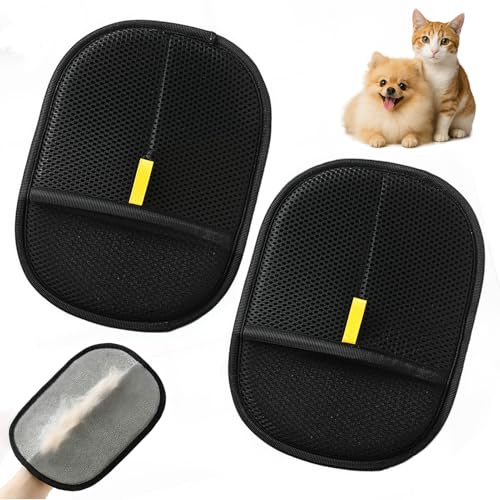 2 Pièces Gant Poils Animaux, Gant Ramasse poils Animaux, Chat Chien Brosse Statique Attrape-Poils Réutilisable pour Le Canapé Vetement pour l'Élimination des Epilation