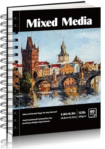 Skizzenbuch A5, Dickes Papier 200g/m² Skizzenpapier zum Zeichnen Malblock Zeichenblock für Büro Zuhause Schule (60 Blatt/120 Seiten)
