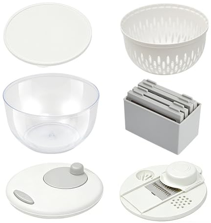 QIAOLIDA Versatile centrifuga per insalata e robot da cucina con funzione grattugia spremiagrumi grande capacità 5L per Quick Dr