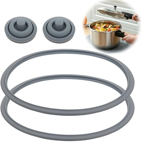 Snugloo Pack 4 Repuestos para Olla a Presión Compatibles con WMF Plus, Incluye 2X Gomas de Sellado (Ø22 cm) y 2X Juntas para Válvula, Kit de Reparación de Silicona para Modelo de 2,5L a 8,5L