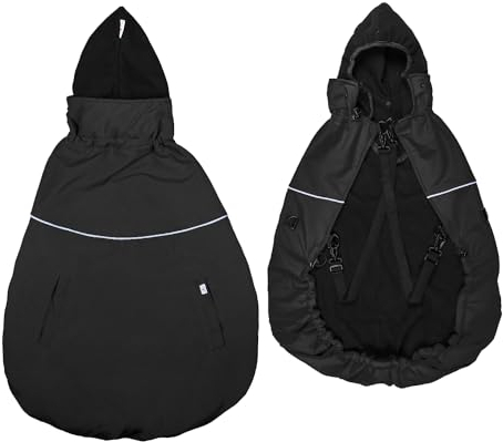 manduca by MaM® > Tragecover Flex < warmes & wasserdichtes Cover für Babytragen, einfach anzulegen, Winter Deluxe Black (2023)