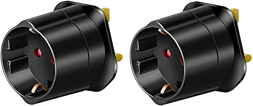 Brennenstuhl 2 Stück Reisestecker Adapter, Steckdosenadapter Reise (Für: England Steckdose und Euro Stecker) Farbe: schwarz