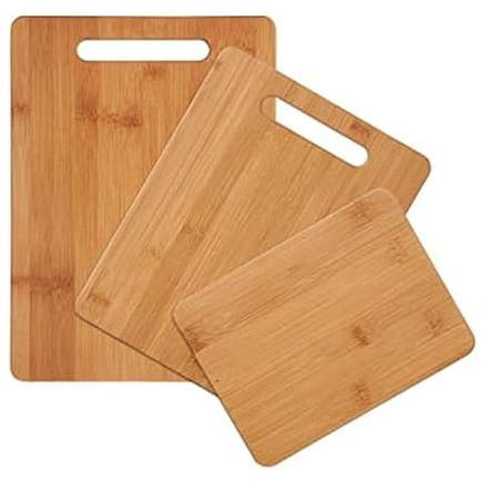 Farberware 3-Piece Wood Cutting Board Set, Reversible Chopping Boards for Meal Prep and Serving, Charcuterie Boards, Wooden Cutting Boards with Built-in Handles, Set of 3 Assorted Sizes, Bamboo
