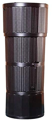 Polytank Moderner Wassertank,braune Eichenfarbe, Rattan-Effekt, 150 Liter, Designer-Regentonne mit passendem Ständer, Umlenkventil und Wasserhahn