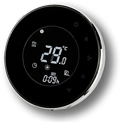 BecaSmart Serie 6000 Termostato Smart Wi-Fi Caldo/Freddo per Ventilconvettore 4 Tubi,Termostato Digitale, Controllo Vocale Google Home Nero