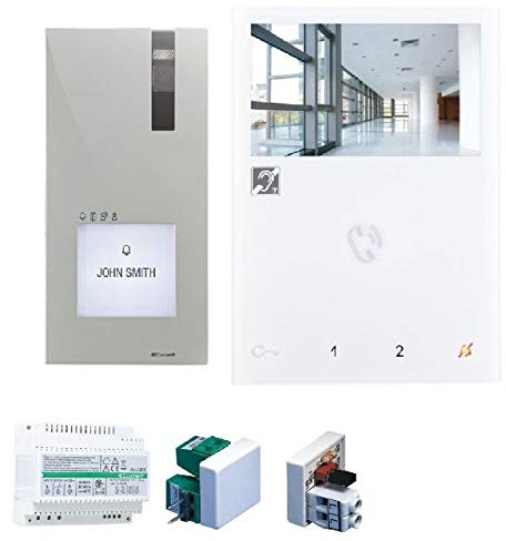 Kit videocitofono QUADRA 2 fili con giradischi stradali e monitor interno MINI mani libere. - COMELIT -