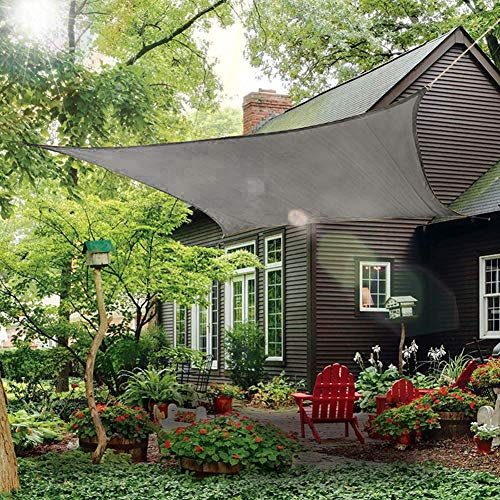 Rectangle Sun Shade Sail Canopy, 12' x 16' Patio Shade Cloth Outdoor Cover - Sunshade Fabric Awning Shelter for Pergola Backyard Garden Carport (Grey)
