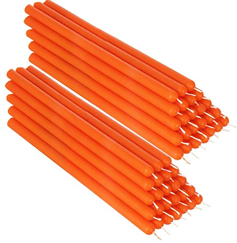 NKlaus 50x orange Bienenwachs 21cm rußfrei Handarbeit Tafelkerze Ritualkerze Tropfkerzen 36345