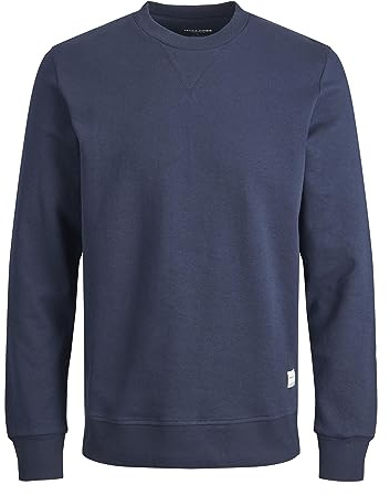 JACK & JONES Pull à col Rond pour Homme JJEBASIC de Base de, Couleurs:Bleu, Taille Chandail:M