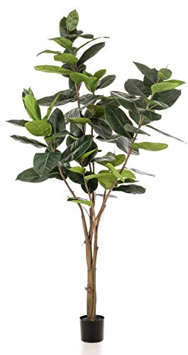 artplants.de Künstlicher Ficus Elastica Feria, Kunststamm, grün, 210cm - Kunst Gummibaum/Plastikbaum