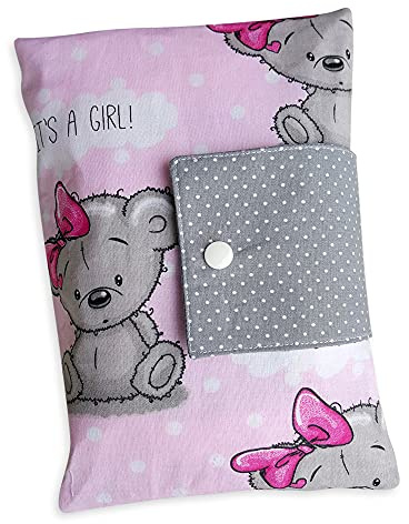 XXL Windeltasche Teddy Bärchen rosa grau Punkte Wunschname
