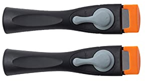 lzteck 2 Sets Universal Pot & Pan Handle, Scald-Proof Bakelite Pot Clip, One-Handed Operation, Safe & Solid, Black, Grey, Orange