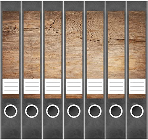 Etiketten für Ordner | Altes dunkles Holz | 7 Aufkleber für schmale Ordnerrücken | Selbstklebende Design Ordneretiketten Rückenschilder