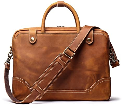 Herren Laptoptasche Arbeitstasche Handtasche, Cinhhide Leder-Satchel-Business-Aktentasche der Männer, stilvolle Schulter-Messenger-Handtasche 15 Laptop-Taschen-Tasche for Notebook-Tablet Laptop Busin